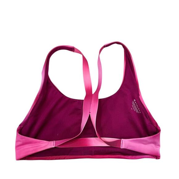 Athleta Malibu Bikini Top Medium Pink Surf Blur Fuchsia Activewear Racerback - Picture 2 of 4